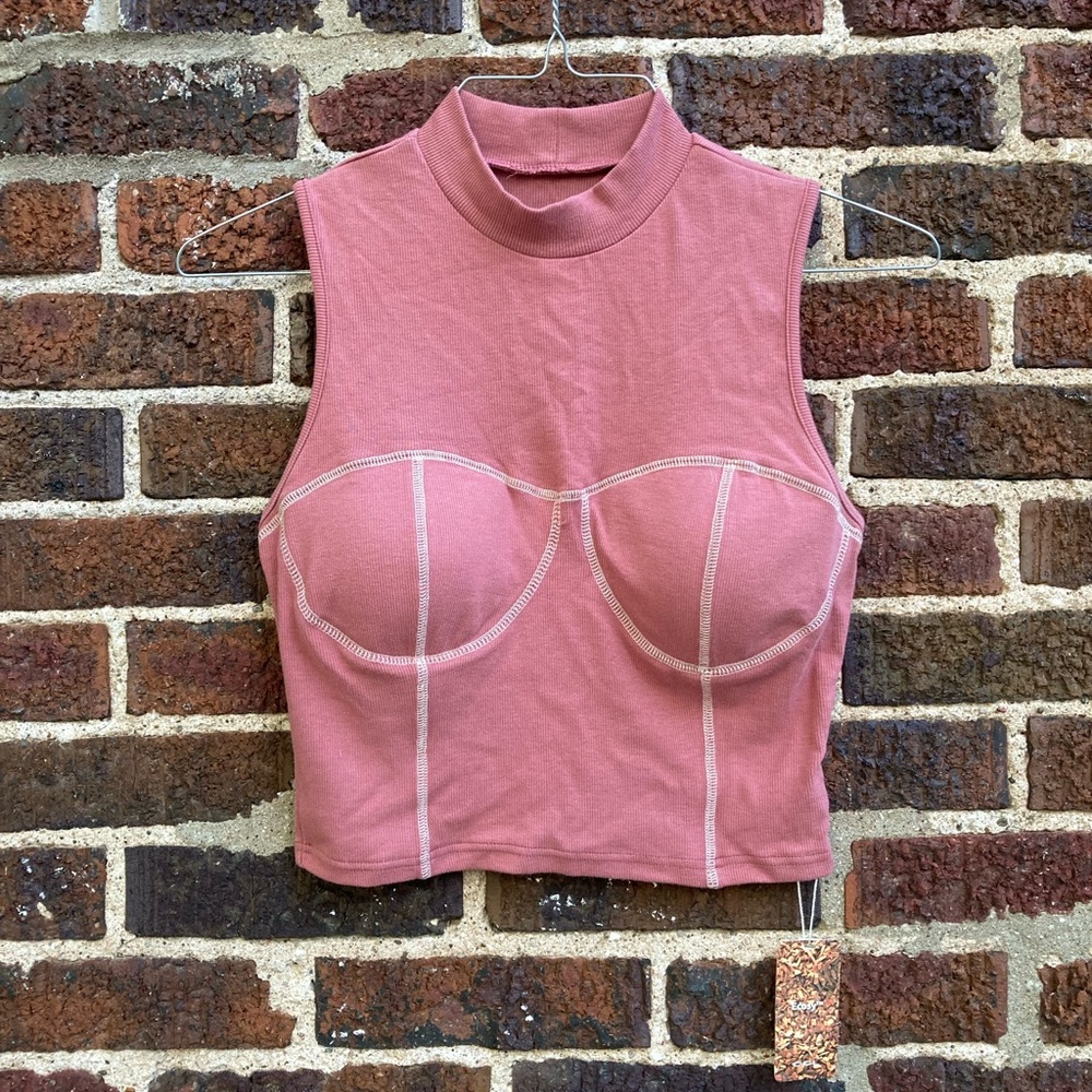 OGL Move Ecosy™ Bra Insert Stitch Corset Tank crop (dusty rose/pink) size large